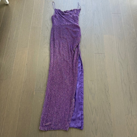 Retrofete KATYA Metallic Lavender Purple Sequin Gown Maxi Dress - Size XS - Picture 2 of 10